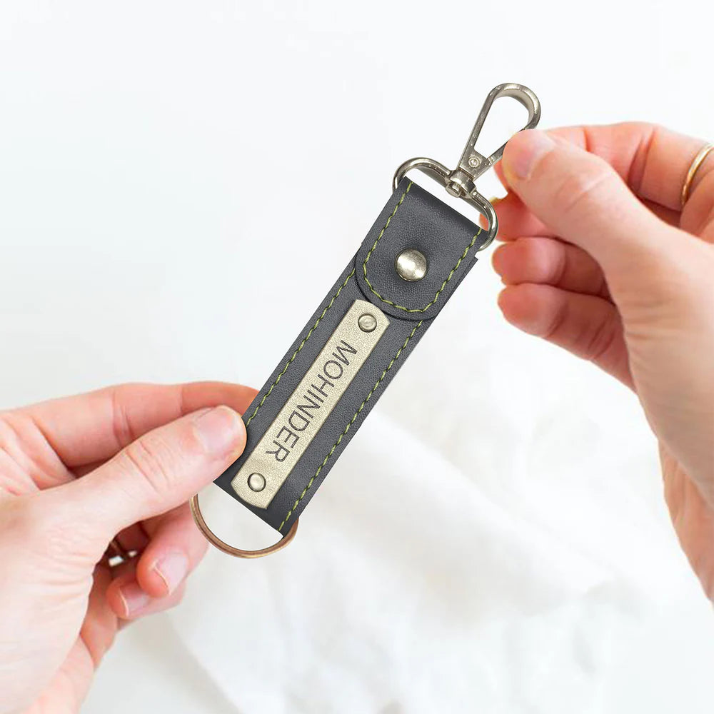 Personalized Leather Keychain with Name