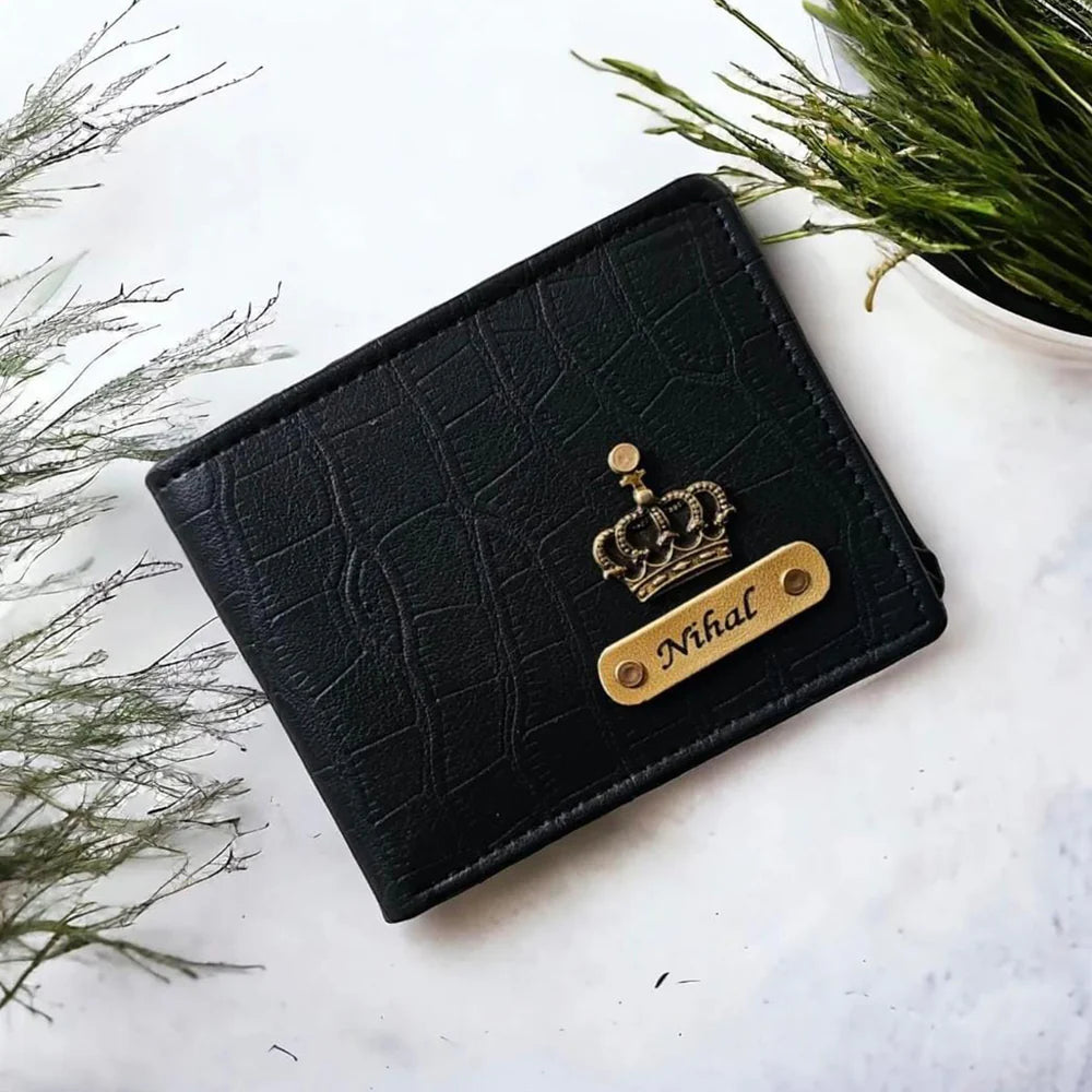 Personalized Sleek Croc Style Wallet With Name & Charm