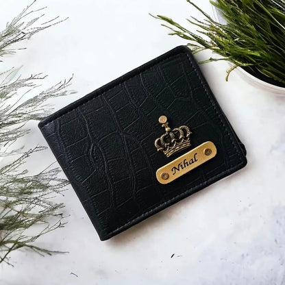 Personalized Sleek Croc Style Wallet With Name & Charm