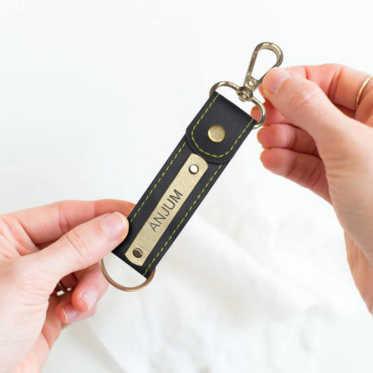 Personalized Leather Keychain with Name
