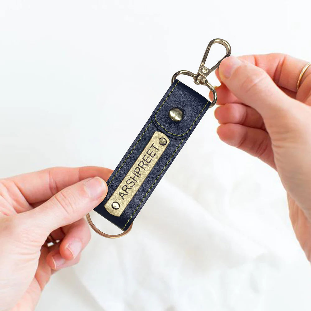 Personalized Leather Keychain with Name
