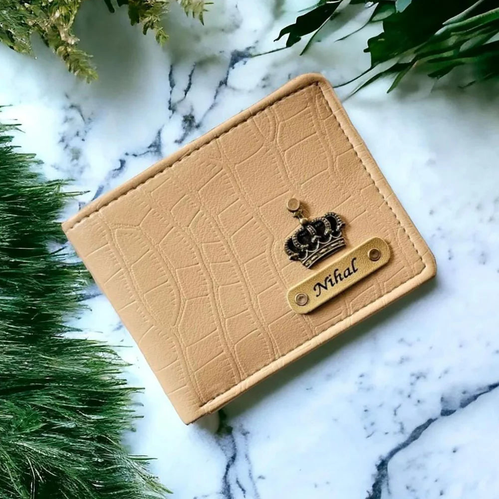 Personalized Sleek Croc Style Wallet With Name & Charm