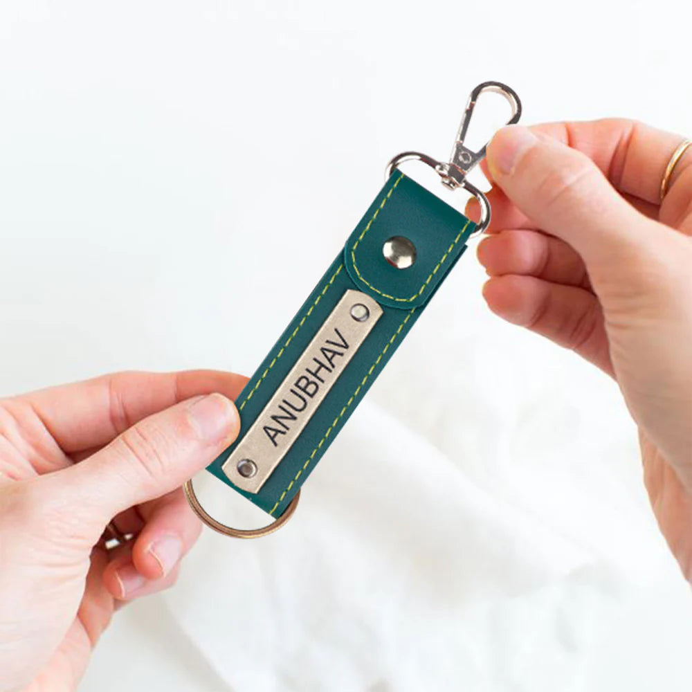 Personalized Leather Keychain with Name