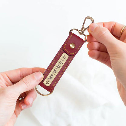 Personalized Leather Keychain with Name