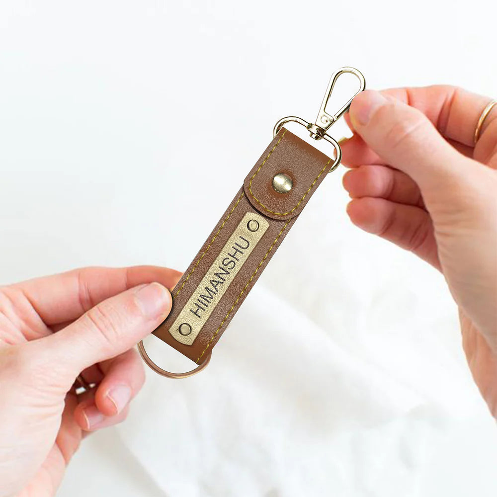 Personalized Leather Keychain with Name