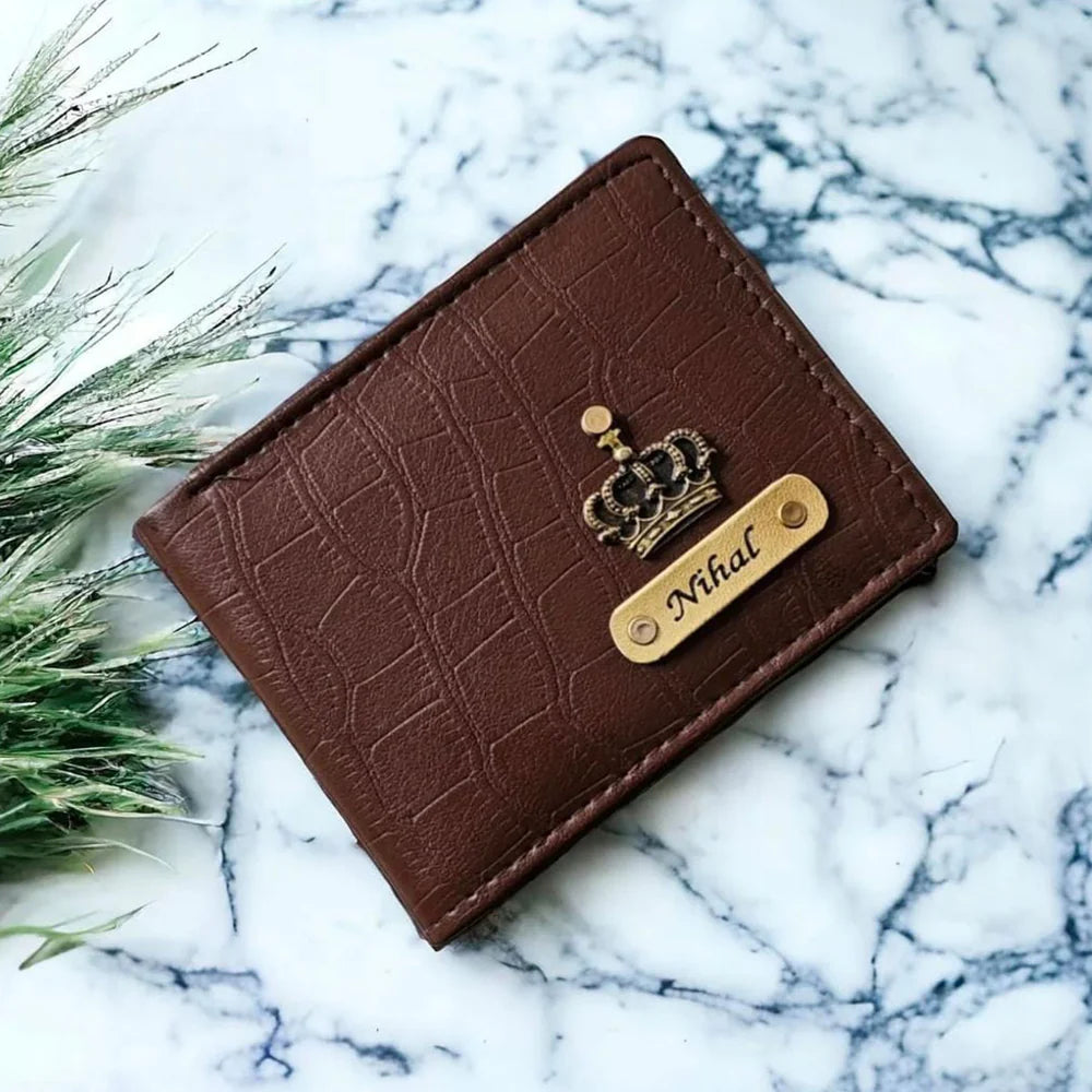 Personalized Sleek Croc Style Wallet With Name & Charm