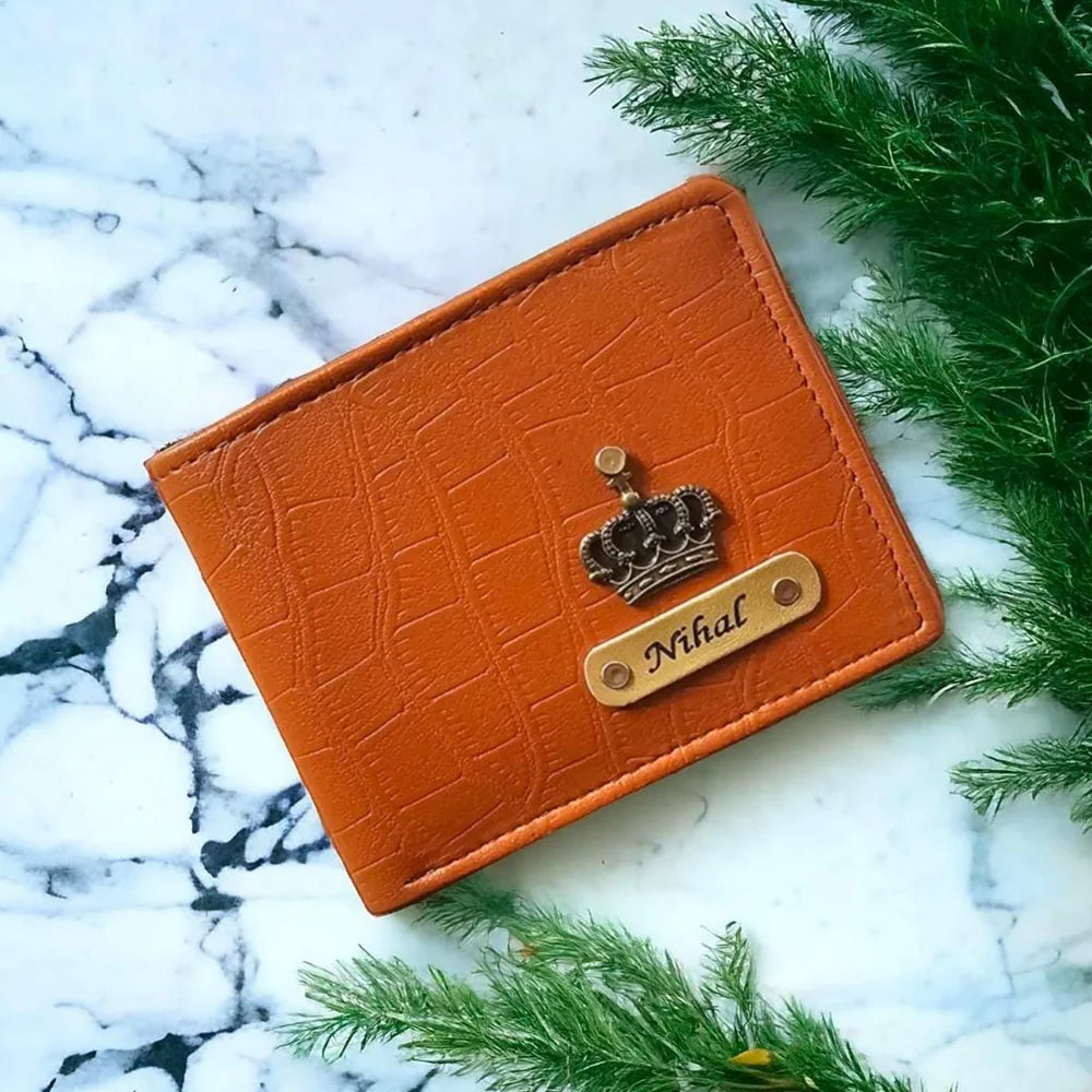 Personalized Sleek Croc Style Wallet With Name & Charm
